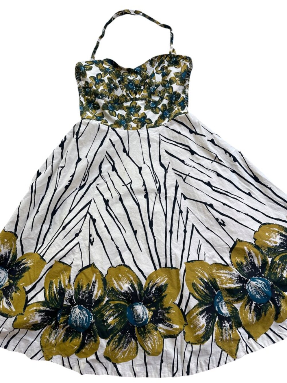 Anthropologie Girls From Savoy Floral Halter Dress Size 14P Petite Vintage Retro - Picture 15 of 16